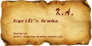 Kuprián Aranka névjegykártya